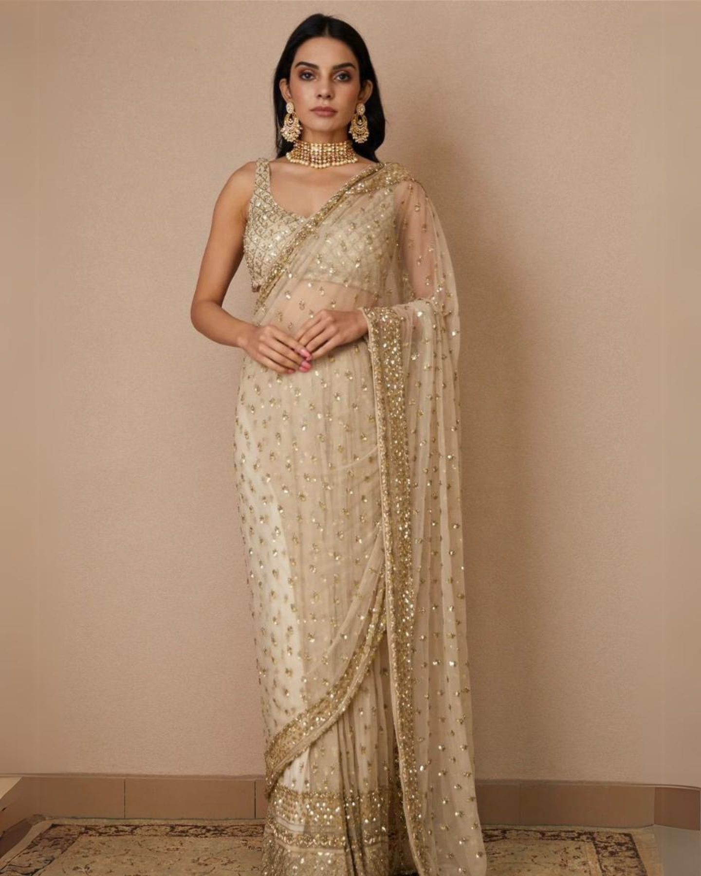 Party wear designer zari sequence soft net saree