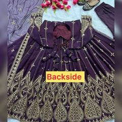 Wine colour beautiful embroidery thread work designer Anarkali suit