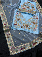 Designer embroidery sequence on premium taby organza silk saree