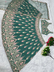 Pine green colour designer embroidery work lehenga choli