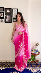 Double Tone Crush With Sequence Embroidery Work Saree