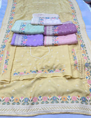 Designer thread embroidery work on taby organza silk saree