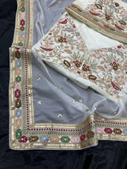 Designer embroidery sequence on premium taby organza silk saree