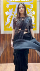 Black colour ready to wear saree with designer jacket