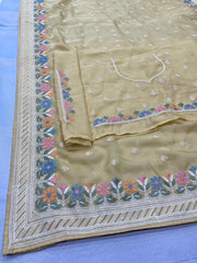 Designer thread embroidery work on taby organza silk saree