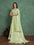 Woven::Floral Print Bollywood Pure Cotton Saree (Green)