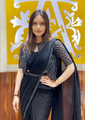 Black colour ready to wear saree with designer jacket