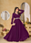 Georgette Wine colour Embroidered A-line Gown