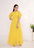 Yellow colour Georgette flared A-line Gown