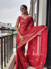 1 min ready to wear beautiful sequins saree