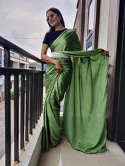 1 min ready to wear satin silk saree