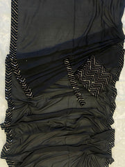 1 min ready to wear black vichitra silk saree