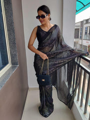 1 min ready to wear multicolour sequins work saree
