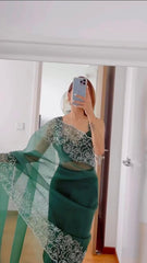 1 min ready to wear organza silk saree