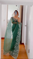 1 min ready to wear organza silk saree