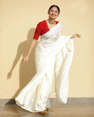 Chainstitched and stone work saree