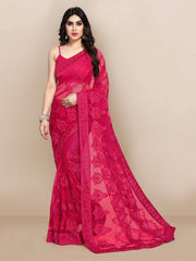New designer embroidery work with lace border net saree