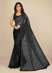 Beautiful designer work on premium super net saree