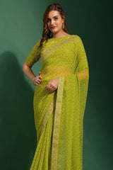 Beautiful bandhani saree with designer lace border