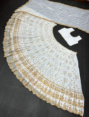 Beautiful white colour embroidery with sequence work lehenga choli