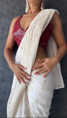 Designer thread work saree with sequence work blouse