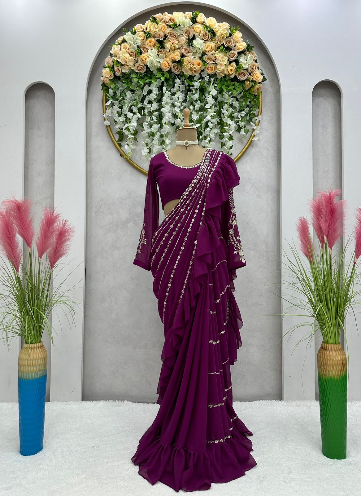 Dark green colour designer ready to wear lehenga saree - ShopLance