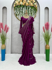 Boutique style ready to wear designer ruffle saree