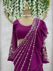 Boutique style ready to wear designer ruffle saree