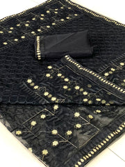 New designer embroidery soft net saree