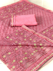 New designer embroidery soft net saree