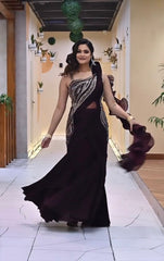 Boutique style designer sequence work ruffle saree with western gown
