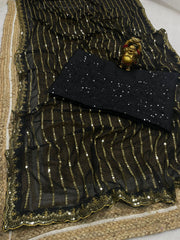 Party wear  designer sequence work  black saree