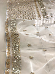 Party wear designer zari sequence work soft net saree