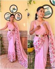 Beautiful multi thread sequence work ready to wear saree