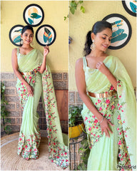 Beautiful multi thread sequence work ready to wear saree