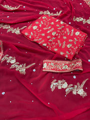 Fancy embroidery sequence with moti work designer saree