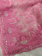 Heavy embroidery thread work designer saree
