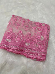 Heavy embroidery thread work designer saree