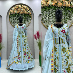 Beautiful thread real mirror work designer suit