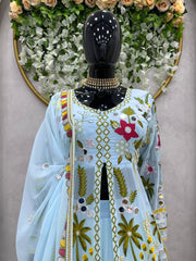 Beautiful thread real mirror work designer suit