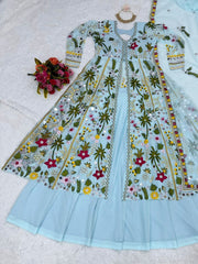 Beautiful thread real mirror work designer suit