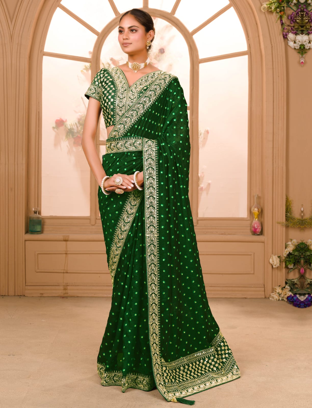 Blouse For Saree Online Green Pink Colour Saree - Designer Sarees Rs 500 to  1000 - SareesWala.com