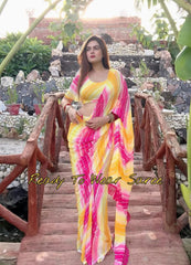 Multi colour 1 Min  ready to wear digital print  saree