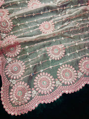 Beautiful thread with sequence work organza saree