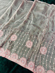 Beautiful thread with sequence work organza saree