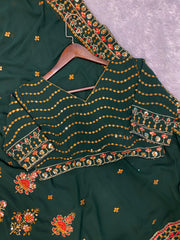 Designer multi thread  embroidery sequence work saree
