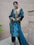 Blue Colour Velvet Hand Crafted Embroidery Sequence Work Suit