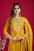 Chinon Silk Golden Yellow Colour Embroidery Work Designer Suit