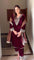 Dark Red Colour Embroidery Work Velvet Suit