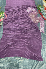 Lavender colour crush saree with designer sequence work blouse